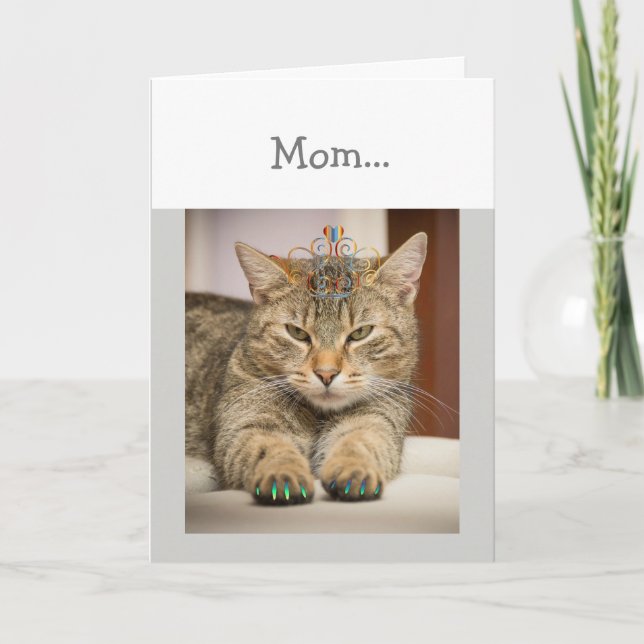 Cat Looking Good Mother, mom Birthday Fun Animal Card (Front)