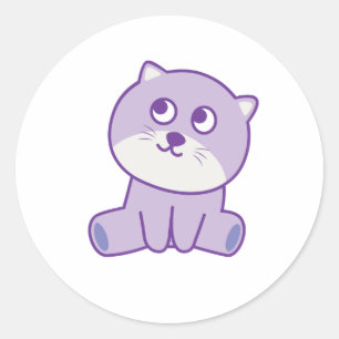 cat  looking to the sky classic round sticker