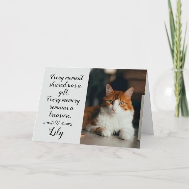 Cat Loss Sympathy Card Personalized Photo Pet Name (Front)