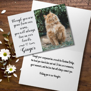 Cat Loss Sympathy Card Personalized Photo Pet Name