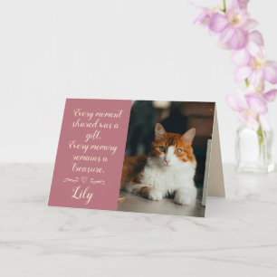 Cat Loss Sympathy Card Photo Pet Name Rose Gold