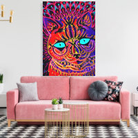 CAT LOUIS WAIN PSYCHEDELIC CAT WRAPPED CANVAS