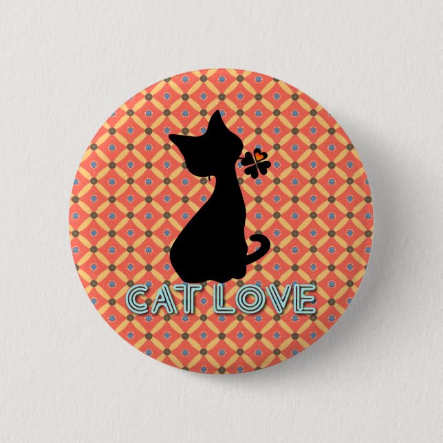 Cat Love Botton 2 Inch Round Button (Front)