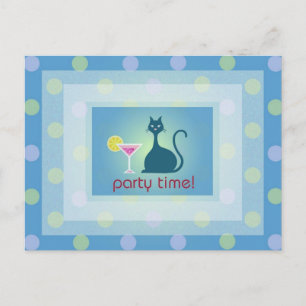 Cat Love Cocktail Design Party Inviation Postcard