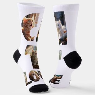 Cat Love I Cut Out Photos Socks