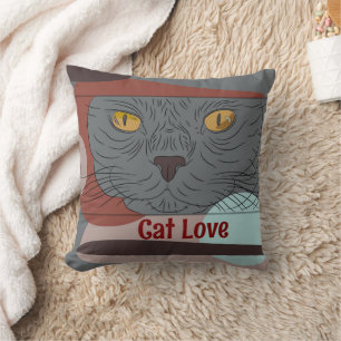 Cat Love print pillow