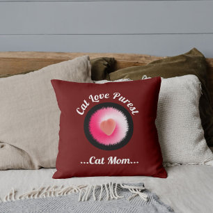 Cat Love Purest Personalized Funny Quote Dark Red Throw Pillow