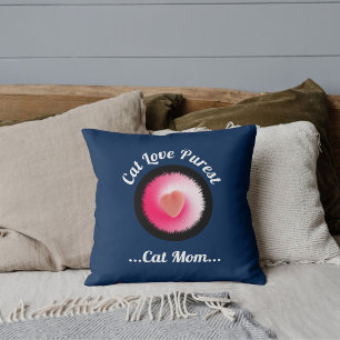 Cat Love Purest Personalized Funny Quote Navy Blue Throw Pillow