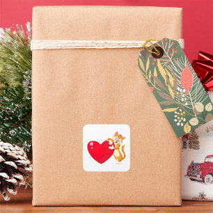 Cat Love Square Sticker