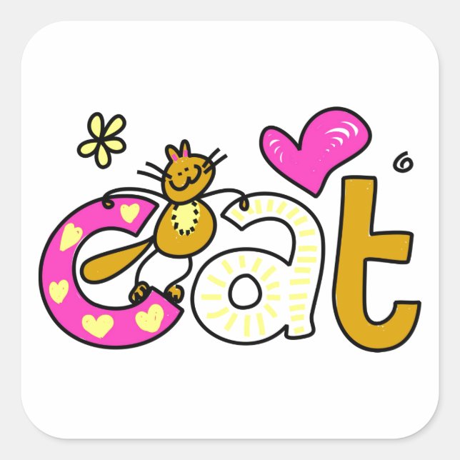 CAT Love Square Sticker (Front)