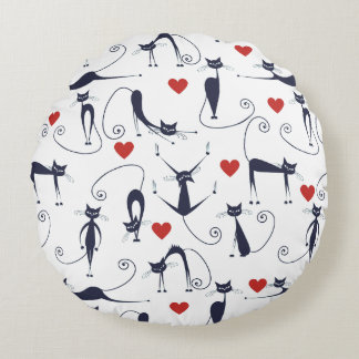 Cat love world round pillow