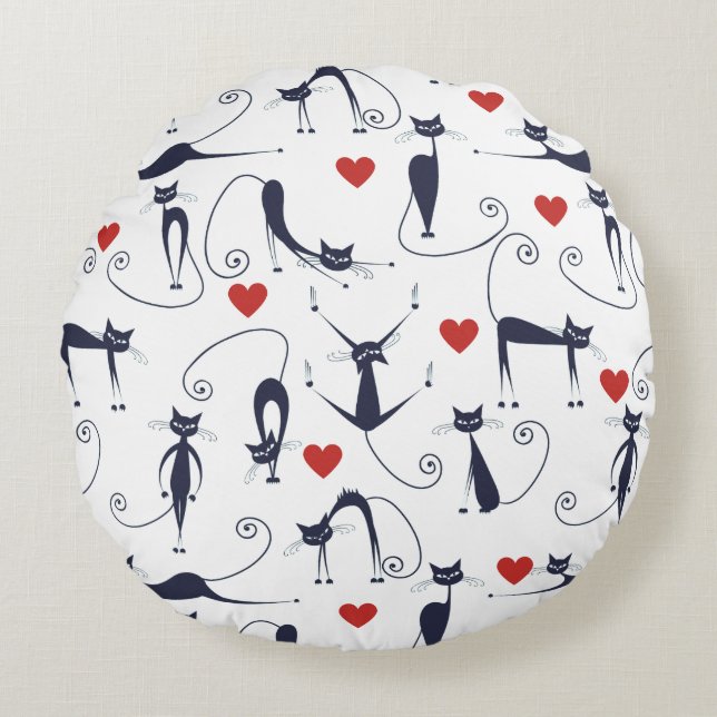 Cat love world round pillow (Front)