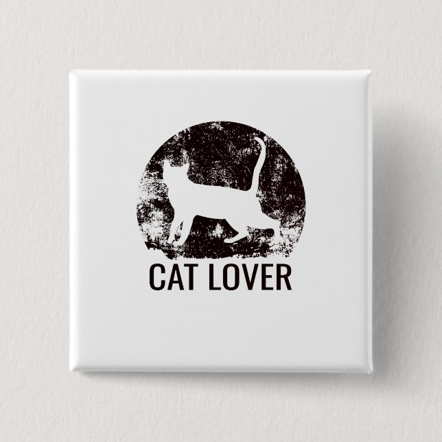 Cat Lover 2 Inch Square Button (Front)