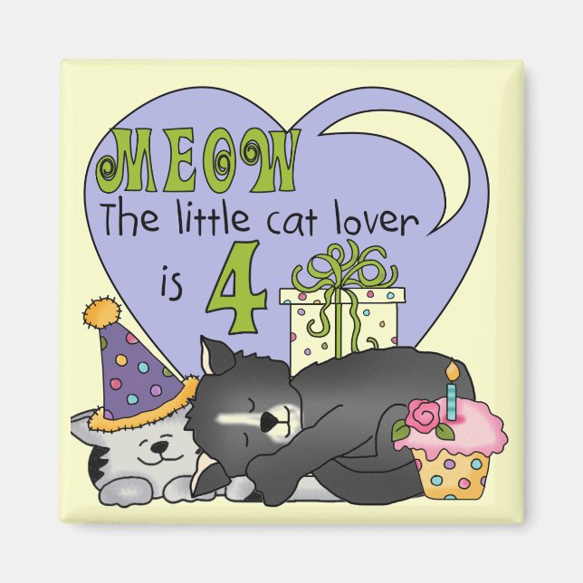 Cat Lover 4th Birthday  T-shirts and Gifts Magnet (Front)