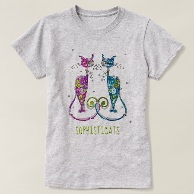 CAT LOVER  | Abstract Sophisticated Fancy Cats T-Shirt (Design Front)