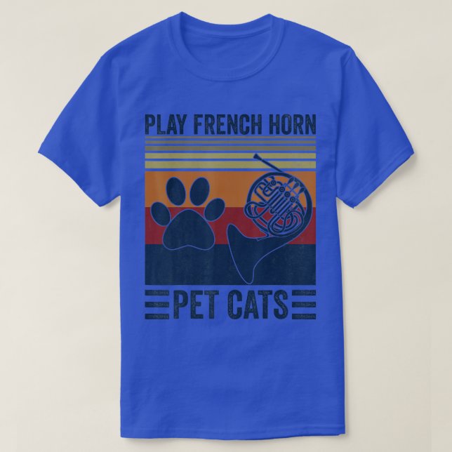 Cat lover and French Horn Player - Pet Cats Play F T-Shirt (Design Front)