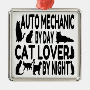 Cat Lover Auto Mechanic Metal Ornament