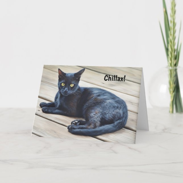 Cat Lover Birthday Card Relax and Fun (Front)
