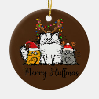 Cat Lover Cat Mom Cat Dad Xmas Christmas Merry Ceramic Ornament