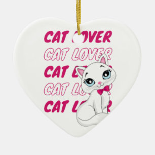 cat lover ceramic ornament