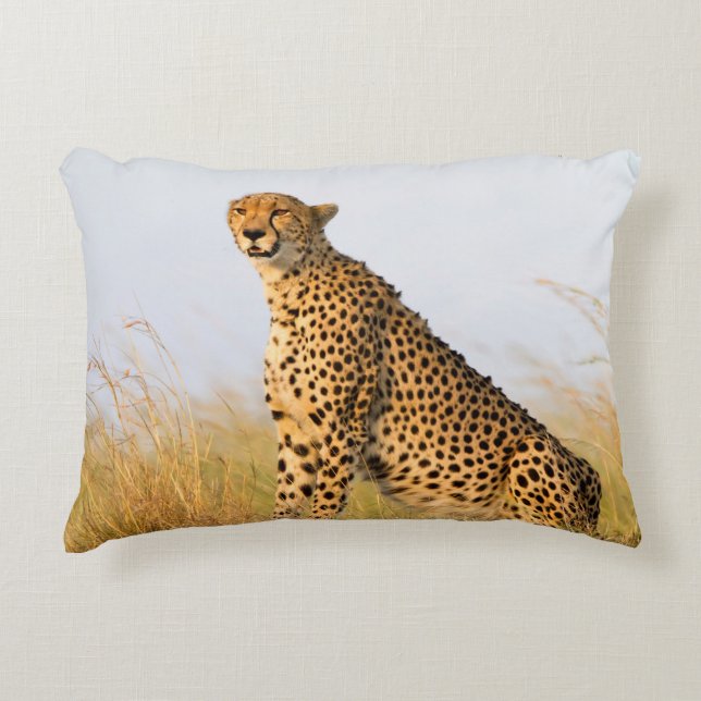 Cat lover cheetah photo accent pillow (Front)
