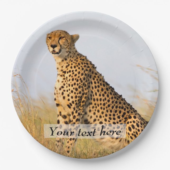 Cat lover cheetah photo personalized paper plate (Front)