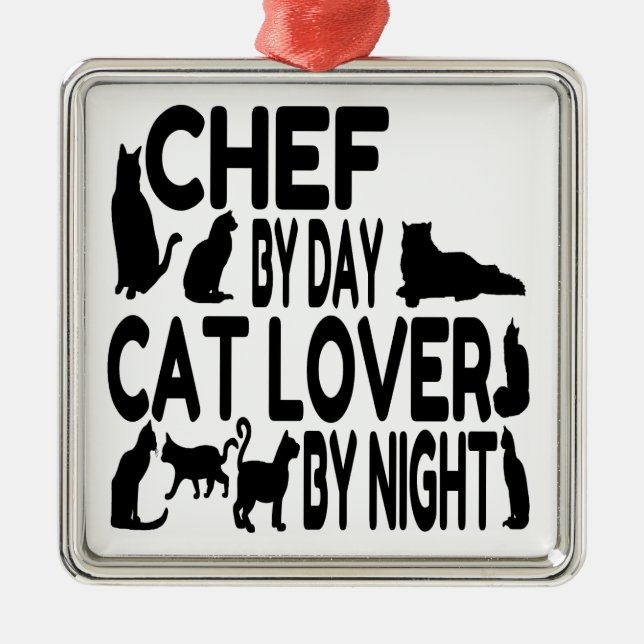 Cat Lover Chef Metal Ornament (Front)