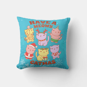 Cat Lover Christmas - Have a meowy catmas Throw Pillow