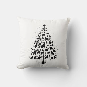 Cat Lover Christmas Tree 1 Throw Pillow