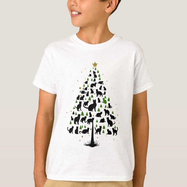 Cat Lover Christmas Tree 2 T-Shirt (Front)