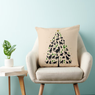 Cat Lover Christmas Tree 2 Throw Pillow