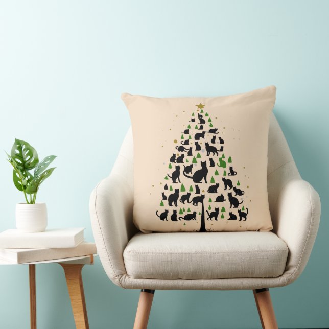 Cat Lover Christmas Tree 2 Throw Pillow (Chair)