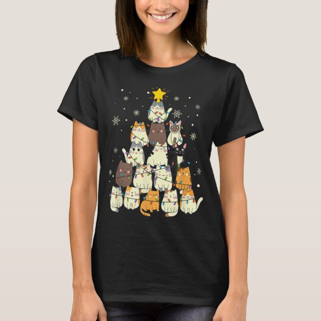 Cat Lover Christmas Tree Cat Lover Xmas Tree T-Shirt (Front)