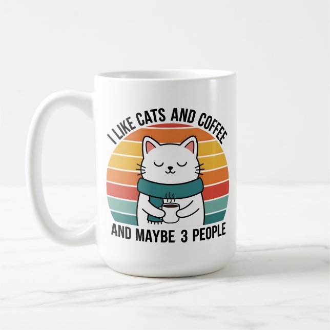 Cat Lover Coffee Humor Mug Gift for Introverts (Gauche)