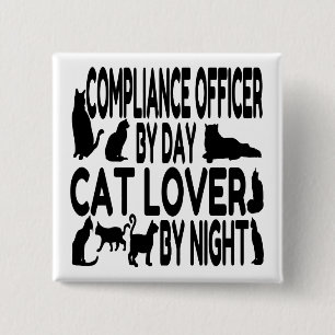 Cat Lover Compliance Officer 2 Inch Square Button
