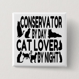 Cat Lover Conservator 2 Inch Square Button