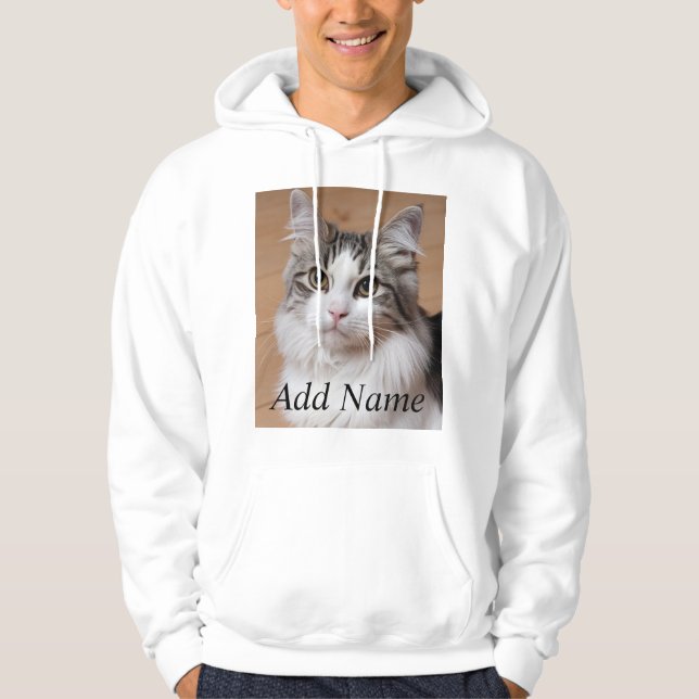 Cat Lover Custom Photo and Name Personalized Hoodie (Front)