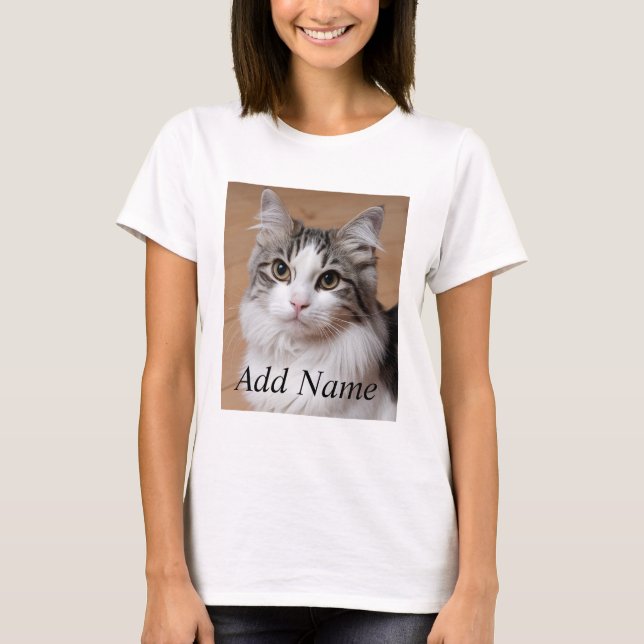 Cat Lover Custom Photo and Name Personalized       T-Shirt (Front)