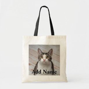 Cat Lover Custom Photo and Name Personalized Tote Bag