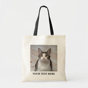 Cat Lover Custom Photo and Name Personalized Tote Bag