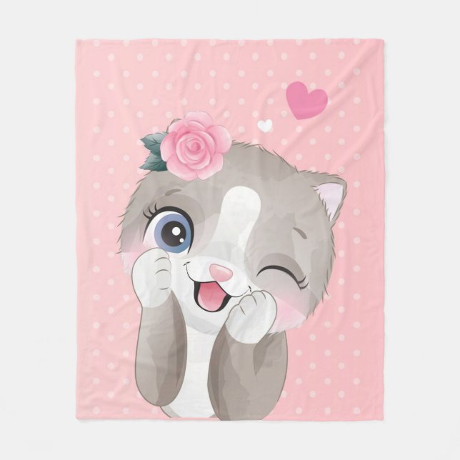Cat Lover | Cute Little Kittens Fleece Blanket (Front)