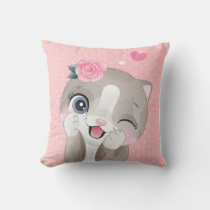 Cat Lover Cute Little Kittens Throw Pillow