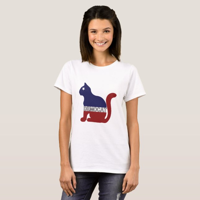 CAT LOVER  | Democat for the Democrat Cat Lover T-Shirt (Front Full)