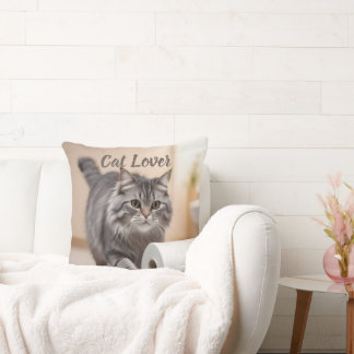 Cat Lover & Dog Lover Dual Side Throw Pillow