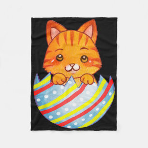 Cat Lover Easter Egg Happy Easter Bunny Ears Fleece Blanket