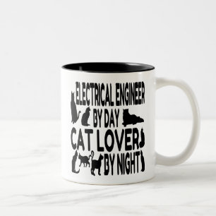 Cat Lover Electrical Engineer Two-Tone Coffee Mug