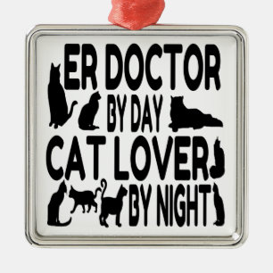 Cat Lover ER Doctor Metal Ornament