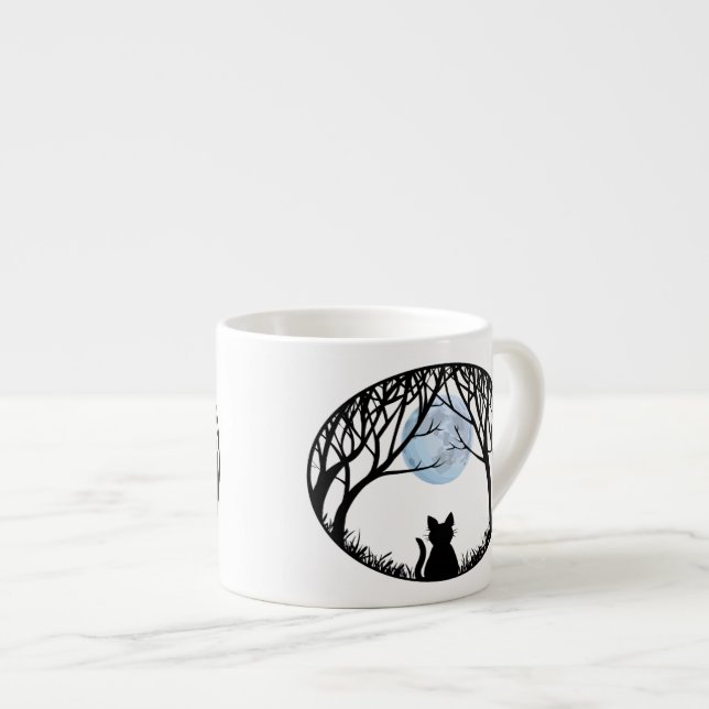 Cat Lover Espresso Cup Fat Cat Cups Mug Cat Gift (Front Right)
