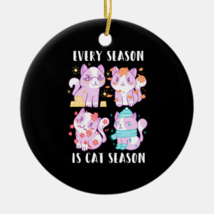 Cat Lover Every Season Is Cat Season Ceramic Ornament