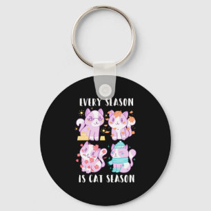 Cat Lover Every Season Is Cat Season Keychain